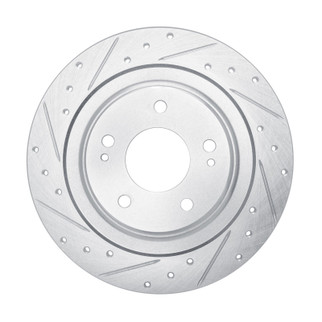 R1 13-25 Mitsubishi Outlander PHEV Rear Left Drilled & Slotted Silver Brake Rotor
