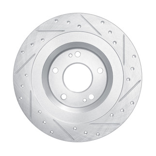 R1 13-25 Mitsubishi Outlander PHEV Rear Left Drilled & Slotted Silver Brake Rotor