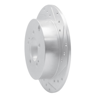 R1 07-15 Mitsubishi Lancer Rear Right Drilled & Slotted Silver Brake Rotor