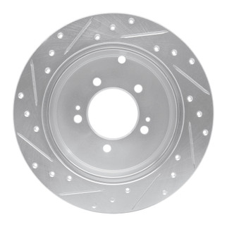 R1 07-15 Mitsubishi Lancer Rear Right Drilled & Slotted Silver Brake Rotor