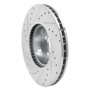 R1 11-18 BMW X4 Front Right Drilled & Slotted Silver Brake Rotor