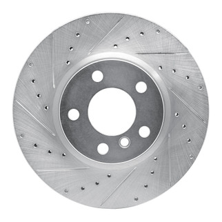 R1 11-18 BMW X3 Front Left Drilled & Slotted Silver Brake Rotor