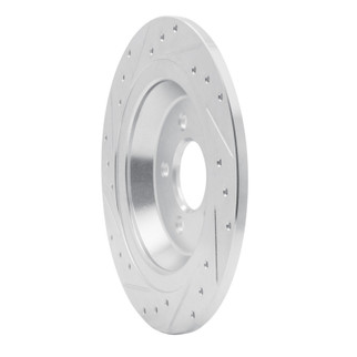 R1 15-23 Ford Mustang Rear Right Drilled & Slotted Silver Brake Rotor