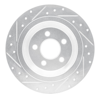 R1 15-23 Ford Mustang Rear Right Drilled & Slotted Silver Brake Rotor