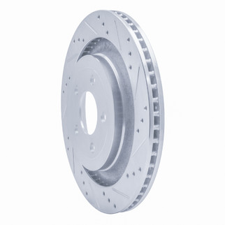 R1 15-23 Ford Mustang Rear Right Drilled & Slotted Silver Brake Rotor