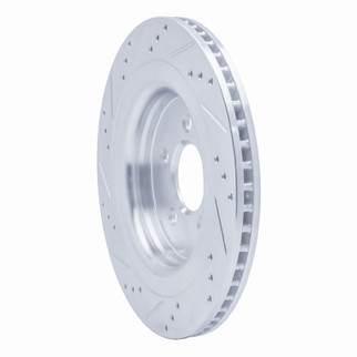 R1 15-23 Ford Mustang Rear Right Drilled & Slotted Silver Brake Rotor
