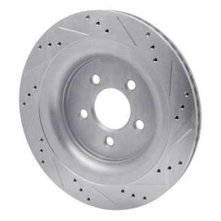R1 15-23 Ford Mustang Rear Left Drilled & Slotted Silver Brake Rotor