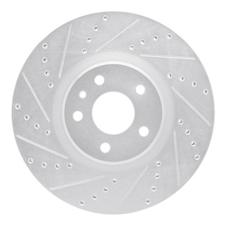 R1 13-20 Ford Fusion Front Left Drilled & Slotted Silver Brake Rotor