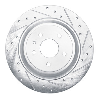 R1 13-20 Ford Fusion Rear Right Drilled & Slotted Silver Brake Rotor