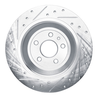 R1 13-20 Ford Fusion Rear Right Drilled & Slotted Silver Brake Rotor