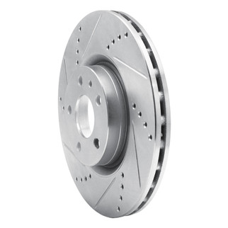 R1 91-20 Alfa Romeo 164 Front Left Drilled & Slotted Silver Brake Rotor
