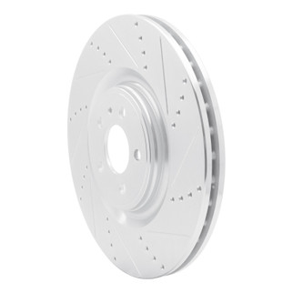 R1 13-14 Ford Mustang Front Right Drilled & Slotted Silver Brake Rotor