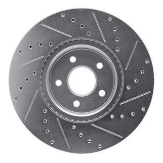 R1 04-19 Ford Focus Front Left Drilled & Slotted Silver Brake Rotor