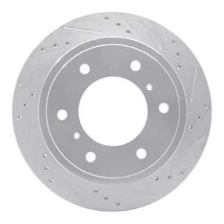 R1 00-06 Mitsubishi Montero Rear Right Drilled & Slotted Silver Brake Rotor