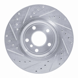 R1 04-10 BMW X3 Front Right Drilled & Slotted Silver Brake Rotor