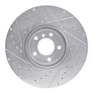 R1 02-06 BMW X5 Front Right Drilled & Slotted Silver Brake Rotor