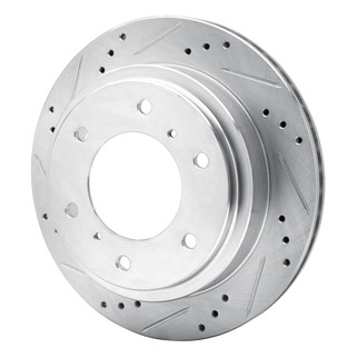 R1 00-06 Mitsubishi Montero Rear Left Drilled & Slotted Silver Brake Rotor
