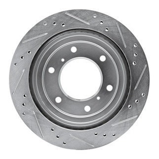 R1 00-06 Mitsubishi Montero Rear Left Drilled & Slotted Silver Brake Rotor