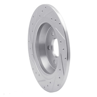 R1 13-20 Ford Fusion Rear Right Drilled & Slotted Silver Brake Rotor