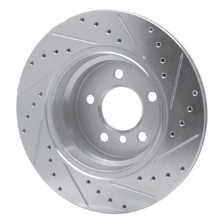 R1 02-06 BMW X5 Rear Left Drilled & Slotted Silver Brake Rotor