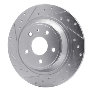R1 13-20 Ford Fusion Rear Left Drilled & Slotted Silver Brake Rotor