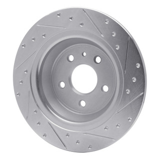 R1 13-20 Ford Fusion Rear Left Drilled & Slotted Silver Brake Rotor