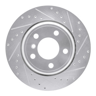 R1 02-06 BMW X5 Rear Right Drilled & Slotted Silver Brake Rotor