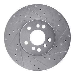 R1 00-06 BMW X5 Front Right Drilled & Slotted Silver Brake Rotor