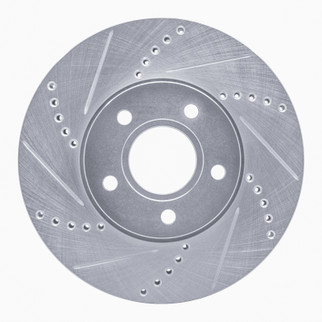 R1 12-18 Ford Focus Front Left Drilled & Slotted Silver Brake Rotor