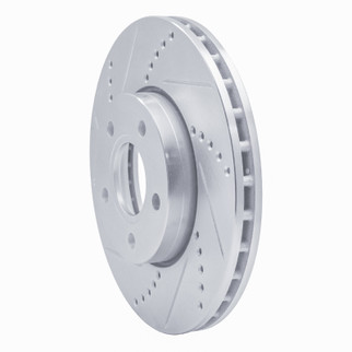R1 12-18 Ford Focus Front Left Drilled & Slotted Silver Brake Rotor