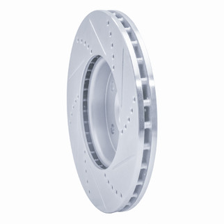 R1 12-18 Ford Focus Front Left Drilled & Slotted Silver Brake Rotor