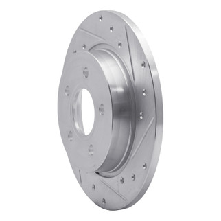 R1 12-18 Ford Focus Rear Right Drilled & Slotted Silver Brake Rotor