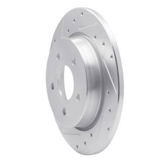 R1 12-18 Ford Focus Rear Left Drilled & Slotted Silver Brake Rotor