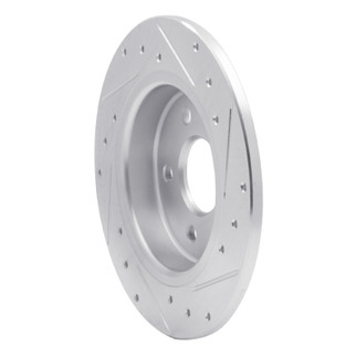 R1 12-18 Ford Focus Rear Left Drilled & Slotted Silver Brake Rotor