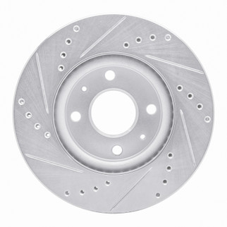 R1 08-11 Ford Focus Front Right Drilled & Slotted Silver Brake Rotor