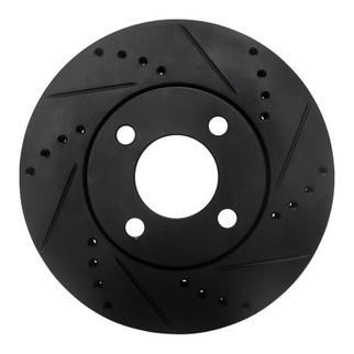 R1 90-91 Audi 90 Quattro Front Right Drilled & Slotted Black Brake Rotor