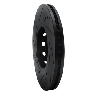 R1 90-91 Audi 90 Quattro Front Right Drilled & Slotted Black Brake Rotor