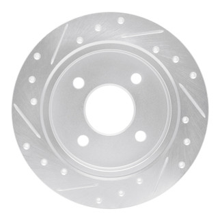 R1 01-19 Ford Fiesta (USA/Canada) Rear Right Drilled & Slotted Silver Brake Rotor