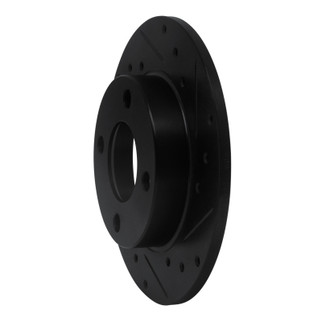 R1 84-95 Audi 90 Quattro Rear Right Drilled & Slotted Black Brake Rotor