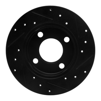 R1 84-95 Audi 90 Quattro Rear Left Drilled & Slotted Black Brake Rotor