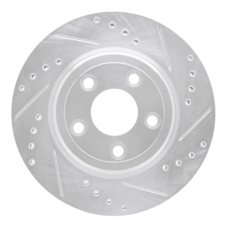 R1 00-06 Ford Thunderbird Rear Right Drilled & Slotted Silver Brake Rotor
