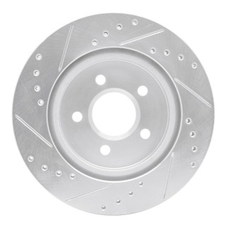R1 00-06 Ford Thunderbird Rear Right Drilled & Slotted Silver Brake Rotor