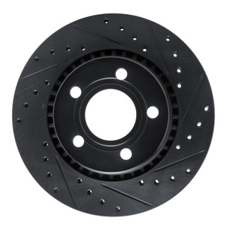 R1 80-86 Audi 5000CS Turbo Quattro Front Right Drilled & Slotted Black Brake Rotor