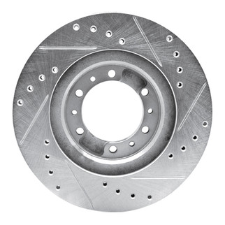 R1 90-04 Mitsubishi Montero Front Left Drilled & Slotted Silver Brake Rotor