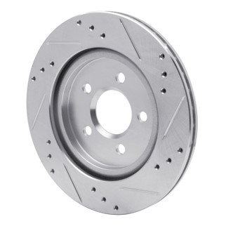 R1 00-06 Ford Thunderbird Rear Left Drilled & Slotted Silver Brake Rotor