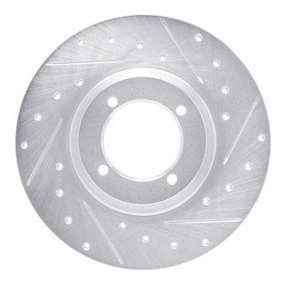 R1 61-76 Triumph TR250 Front Right Drilled & Slotted Silver Brake Rotor