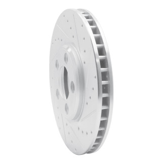 R1 00-06 Ford Thunderbird Front Right Drilled & Slotted Silver Brake Rotor