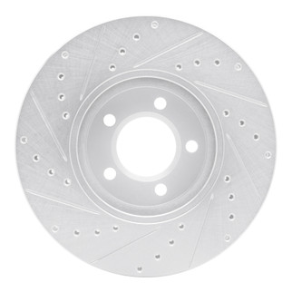 R1 00-06 Ford Thunderbird Front Right Drilled & Slotted Silver Brake Rotor
