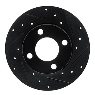 R1 78-85 Audi 5000 Front Right Drilled & Slotted Black Brake Rotor