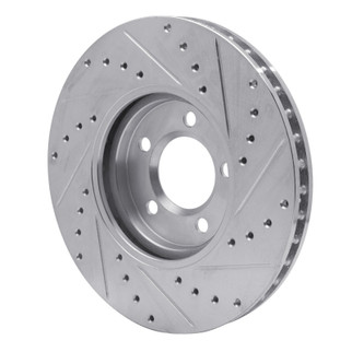 R1 00-06 Ford Thunderbird Front Left Drilled & Slotted Silver Brake Rotor